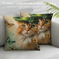 thumbnail image 3 of Qinduosi Kitten with Hat Pillowcases - St Patricks Day Pillow Covers Cat Throw Pillow Covers of Butterflies Pillow Case Decor for Home Sofa White, 3 of 5