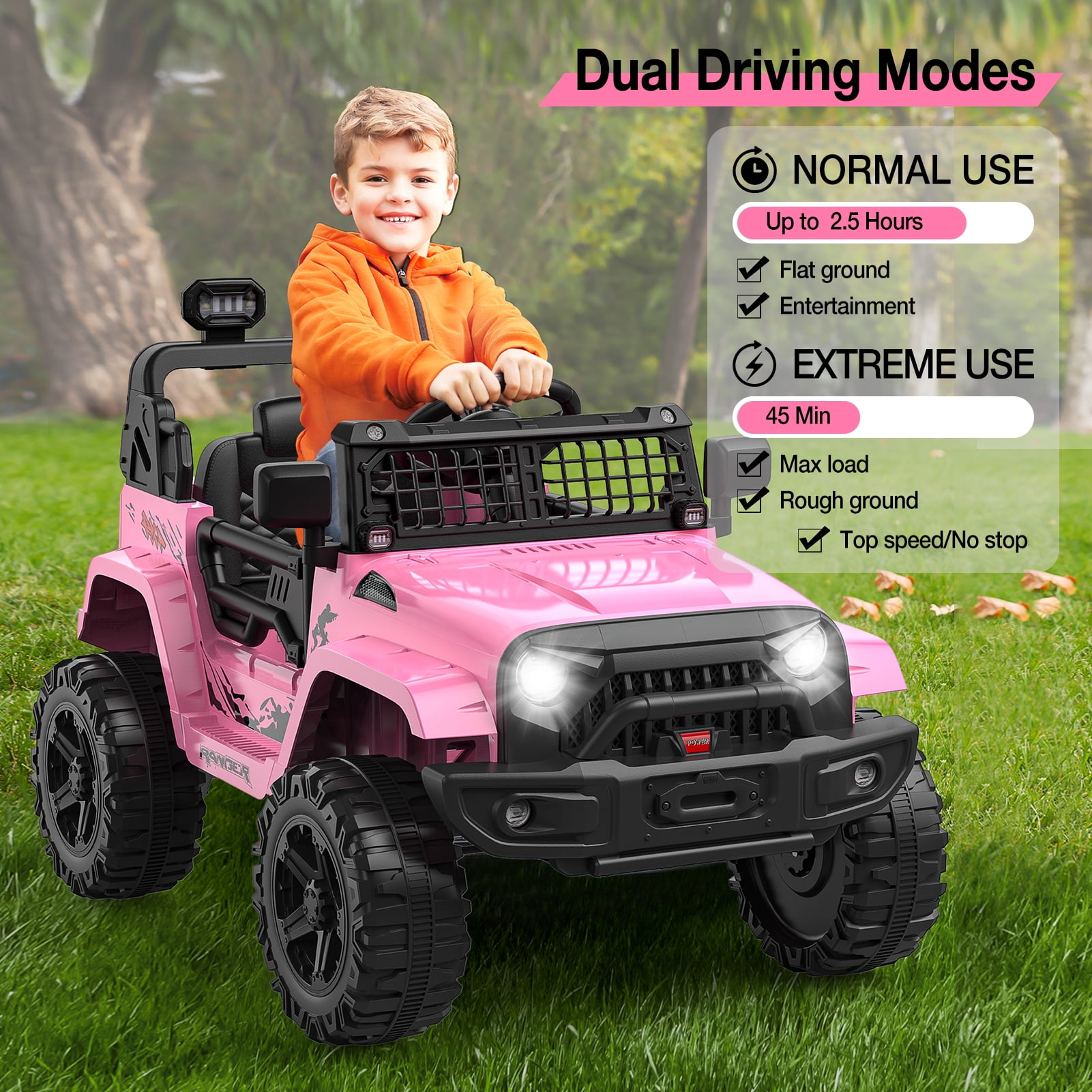 CazToi 12V Kids Ride On Truck Toddlers Battery Powered Electric Vehicle with Remote Control Ride On Toy Car for Boys Girls 3-8