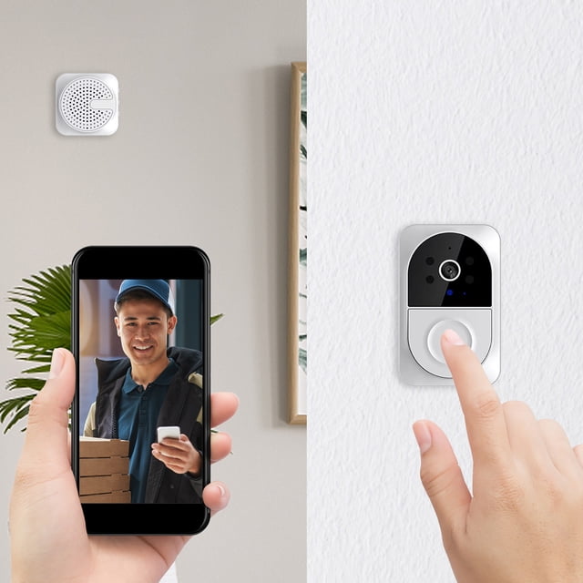 NARABB Sonnette Intelligente, Sonnette Vidéo Sans Fil Intelligente, Sonnette Visuelle Intelligente, Sécurité Wifi Vision Nocturne, (Batterie Non Incluse)