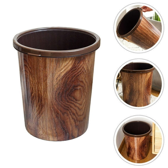 MERRYHAPY Lightweight Brown Plastic Trash Can for Home, Kitchen, Office, Study Room - and Compact Waste Bin