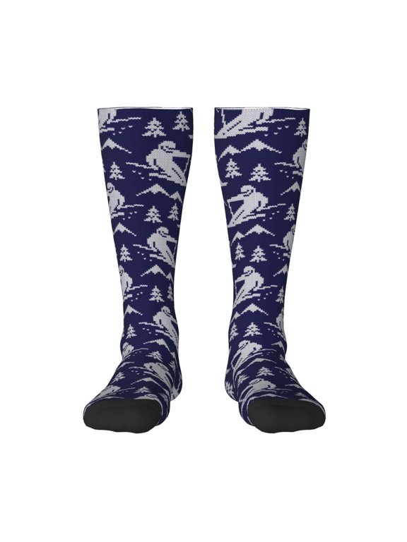 Hirioo Abstract Skiing for Adult Stockings Breathable Sock Non-Pilling,Contrasting Color Design