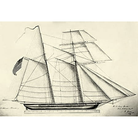 Uss Alligator - LAMINATED POSTER Artist illustration of USS Alligator 1820-1822 taken from NOAA websitehttp://oceanexplorer.noaa.g Poster Print 24 x 36