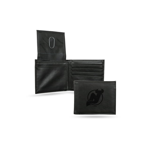 Portefeuille Billfold Noir Gravé au Laser New Jersey Devils