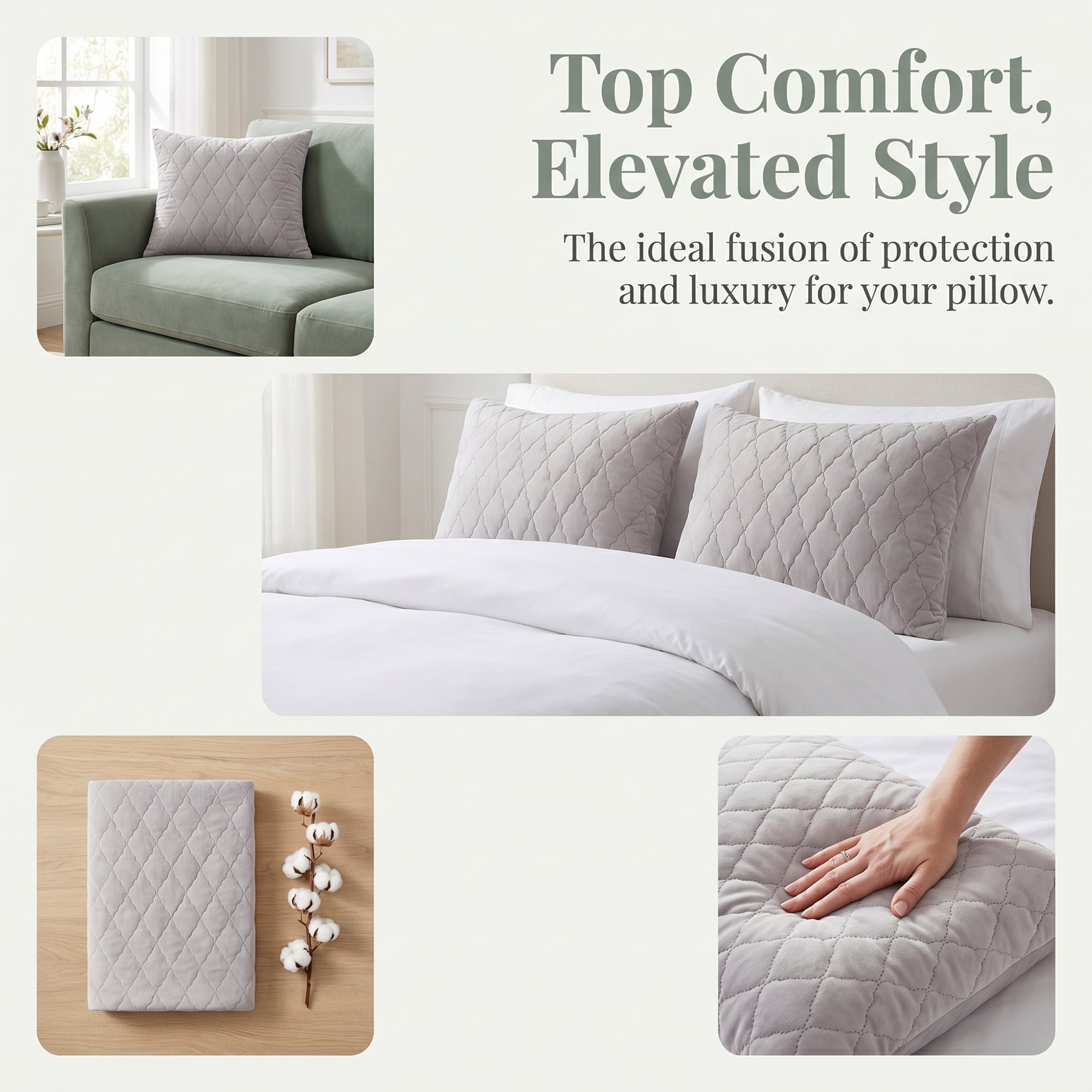 Unique Bargains Breathable Hypoallergenic Envelope Pillow Protectors Standard Gray 20" x 26"