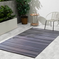 Fab Habitat Outdoor Rug - Waterproof, Fade Resistant, Crease-Free - Premium Recycled Plastic - Striped - Large Patio, Deck, Sunroom, Camping, RV - Cancun - Midnight - 6 x 9 ft