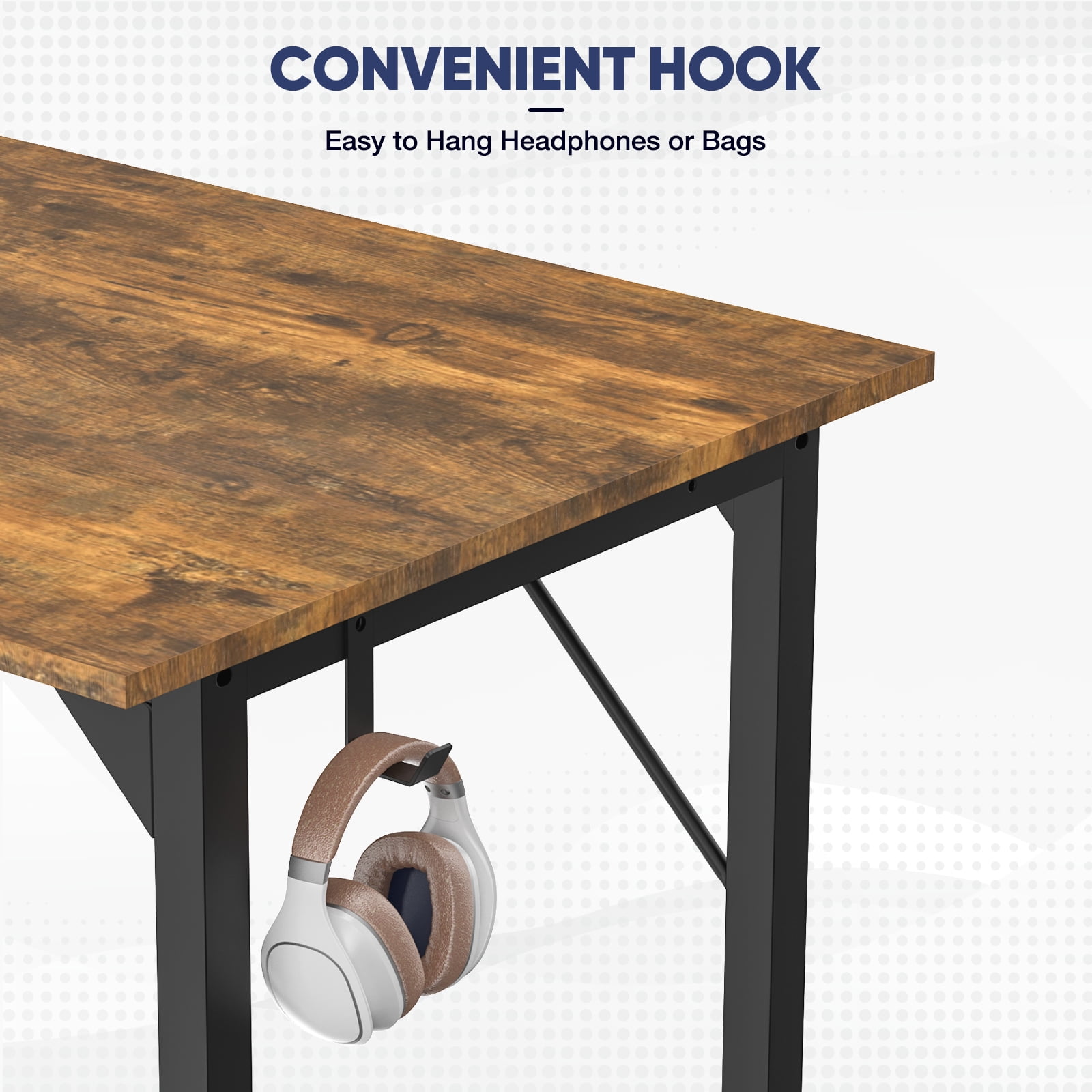 Aidoly 32 inch Small Computer Desk Writing Study Work Office Table Modern Simple with Storage Bag and Hook for Home Bedroom, Brown