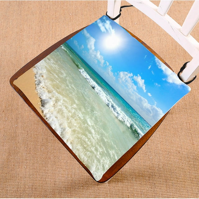 ABPHQTO Cojín para silla de playa, Summer Beach Blue Sea Palm Tree Sunshine Cojín para silla Cojín para asiento Cojín para silla Cojín para suelo con memoria transpirable Cojín s 50x50 cm ABPHQTO Chair-QQ-35-20x20