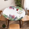 thumbnail image 5 of Palm Tree Leaves Branch Elastic Fitted Round Table Cover Flowers Plant Nature Waterproof Outdoor Tablecloth for Holiday Party, Picnic, Patio & Dining Fits Tables Up to 45"-54", 5 of 8