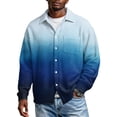 thumbnail image 2 of Hearthz S-4XL Plus Size Waffle Men's Long Sleeve Shirt Big and Tall Collared Gradient Men Button Down Shirt Textured Knit Shirt Jacket with Pockets, 2 of 5