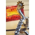 thumbnail image 2 of Hilason Ss Mens Twisted Wire Band Roping Spurs Brass Buttons Rowel, 2 of 3