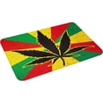 thumbnail image 2 of Welcome Door Mats Yellow Green and Red Flag Black Leaves Rugs Rug Carpets Bathroom Decor for Kitchen Bedroom Indoor Floor Front Porch Rugs Outdoor Door Mats Entrance Patio Carpet Decor 17x30 inch, 2 of 6