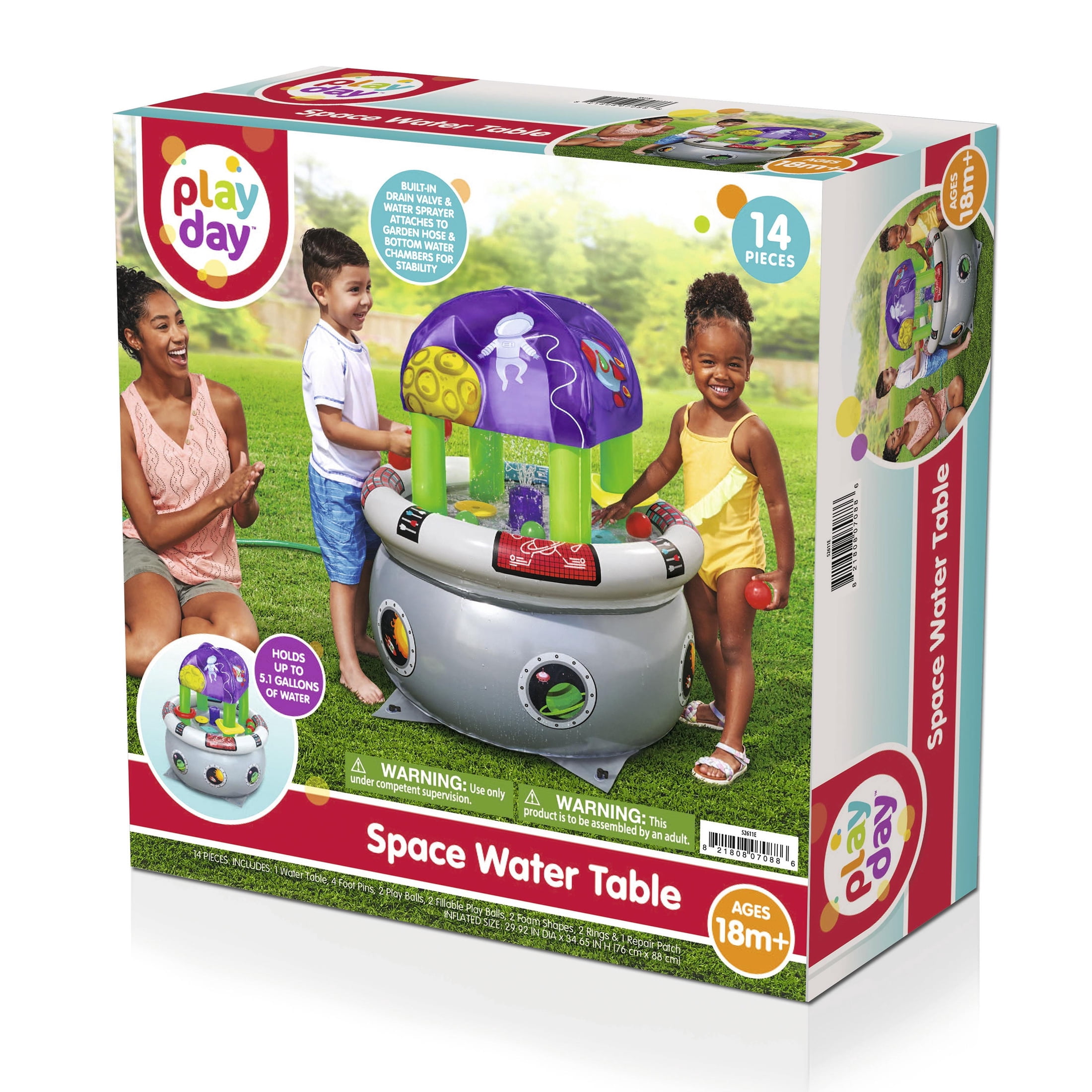 Play Day Space Station Inflatable Kids Water Table 30" x 30" x 35"
