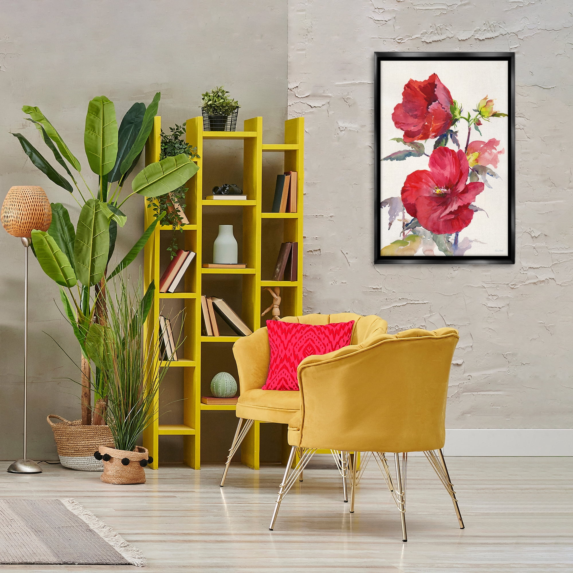 Stupell Industries Two Red Poppies Botanical & Floral Painting Black Floater Framed Art Print Wall Art, 21 x 31
