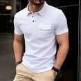 thumbnail image 2 of FRSASU Men's Polo Shirts Short Sleeve Casual Classic Solid Summer Collared Golf Shirts with Pocket White, 2 of 9