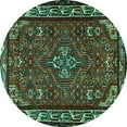 thumbnail image 1 of Ahgly Company Machine Washable Indoor Round Persian Turquoise Blue Traditional Area Rugs, 7' Round, 1 of 4