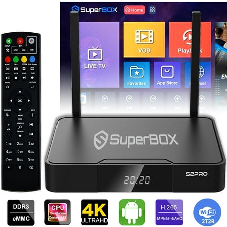 Superbox S2 Pro Media Player, 6K Android 9.0 TV Dual-Band Wi-Fi 2.4G/5G Compatible - 2021