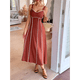 thumbnail image 5 of Vestido A Rayas para Mujer, con Tirantes Finos, y , Fluido Rojo Ladrillo XL, 5 of 8