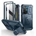 thumbnail image 1 of Dexnor for Samsung Galaxy S24 Case with Built-in Slide Camera Cover & Screen Protector & Kickstand, Heavy-Duty Shockproof Rugged Case Full-Body Bumper Protective Cover for Galaxy S24 2024, Blue, 1 of 7