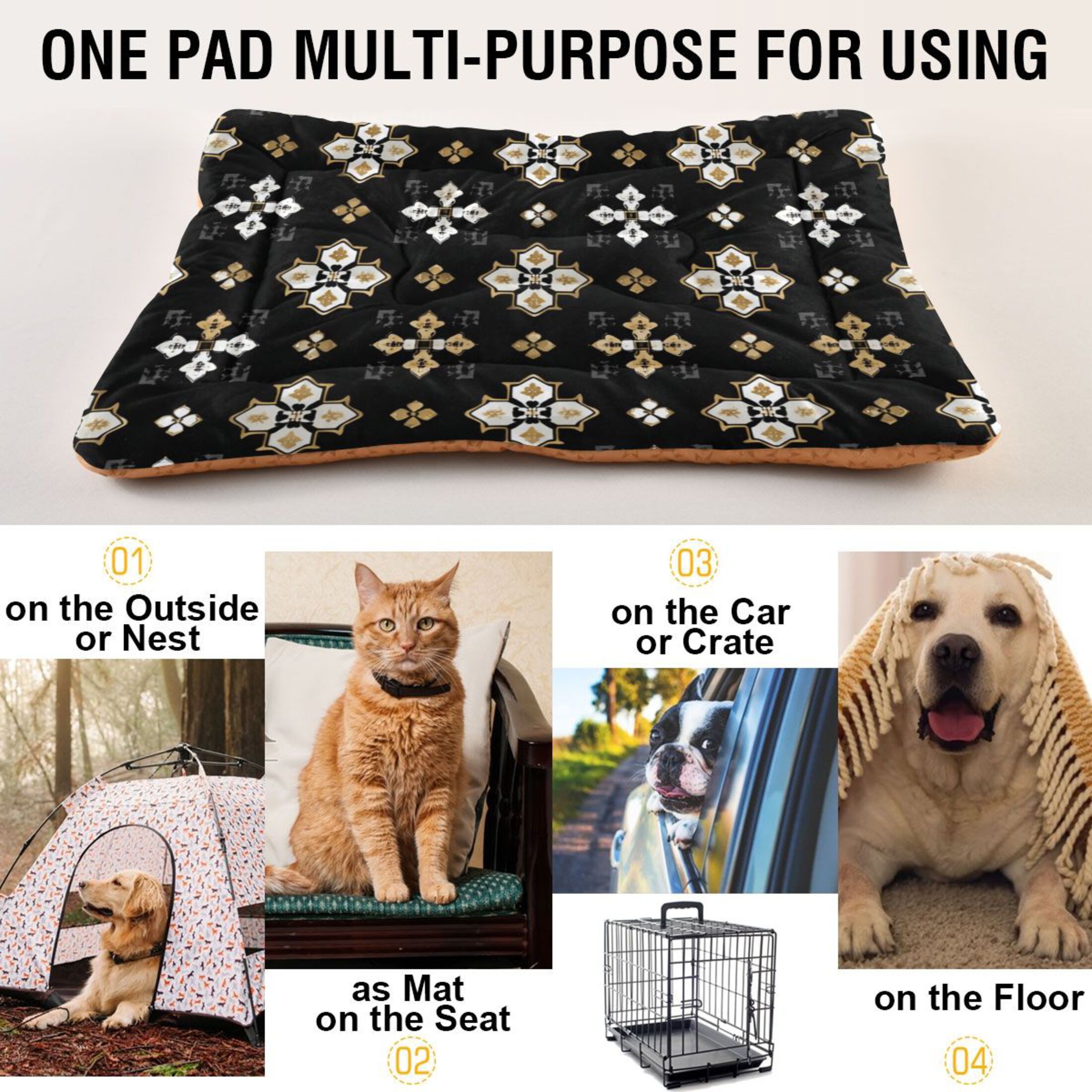 Cozy Mat Pet Bed Indoor Outdoor Warm Soft For Cat Dog Puppy(S/M) Elegant and Intricate Pattern