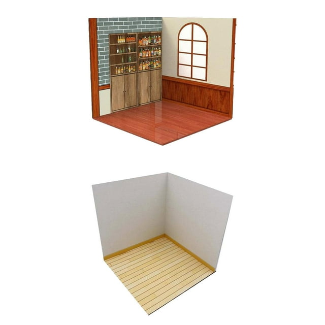 HILABEE 2Pcs 1:12 Backdrop Scene Display Collection Layout Background Models Show for Pub Modern