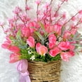 thumbnail image 6 of Artificial Tulip Wreath 16 Inch, Spring Summer Front Door Wreath Outdoor Indoor, Faux Plastic Tulip Flower Basket Wreath for Wedding Wall Home Decor, 6 of 8