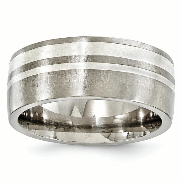 Edward Mirell Titanium & Sterling Silver Brushed 9mm Band Size 9.5