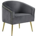 thumbnail image 6 of 28.5'' Wide Modern Style Rivet Trimming Velvet Barrel Accent Chair-Dark Gray, 6 of 7