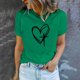 thumbnail image 5 of Camisetas de Manga Corta para las Mujeres Casual Día de Pascua Impresión Cuello de Tripulación Suelta Camiseta, Poliéster Spandex, 5 of 7