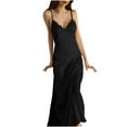 thumbnail image 2 of QUINDOS Pajamas for Women Silk Long Nightgowns for Women Maxi Perspective Suspenders Casual Solid Sling Sleepwear Night Dress, 2 of 6