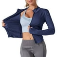 thumbnail image 4 of Clearance under 10$ Sevevn New Long-sleeved Round-neck Zipper Yoga Sun-protective Jacket For Women Summer Deals Blue XXL, 4 of 5