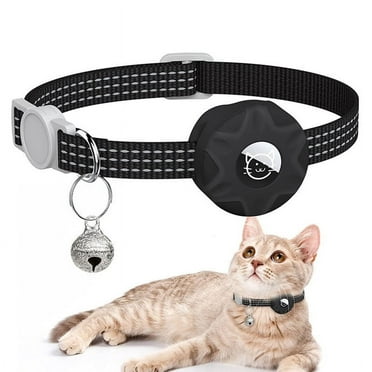 Airtag Cat Collar, New Integrated Apple Air Tag Cat Collar, Reflective Cat Collar with AirTag Holder and Bell, Cat Collar for Girls Boys Cats, Kittens and Puppies (Black)