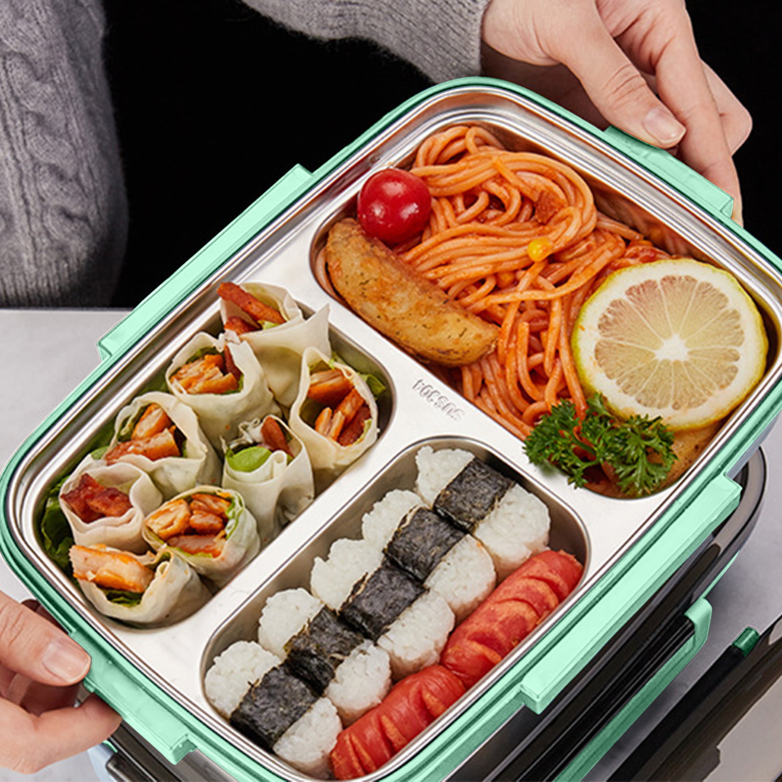 TUTUnaumb Lunch Box Kids,Bento Box Adult Lunch Box,Lunch Containers For  Adults/Kids/Toddler,1200Ml-5 Compartment Bento Lunch Box,Built-In Reusable