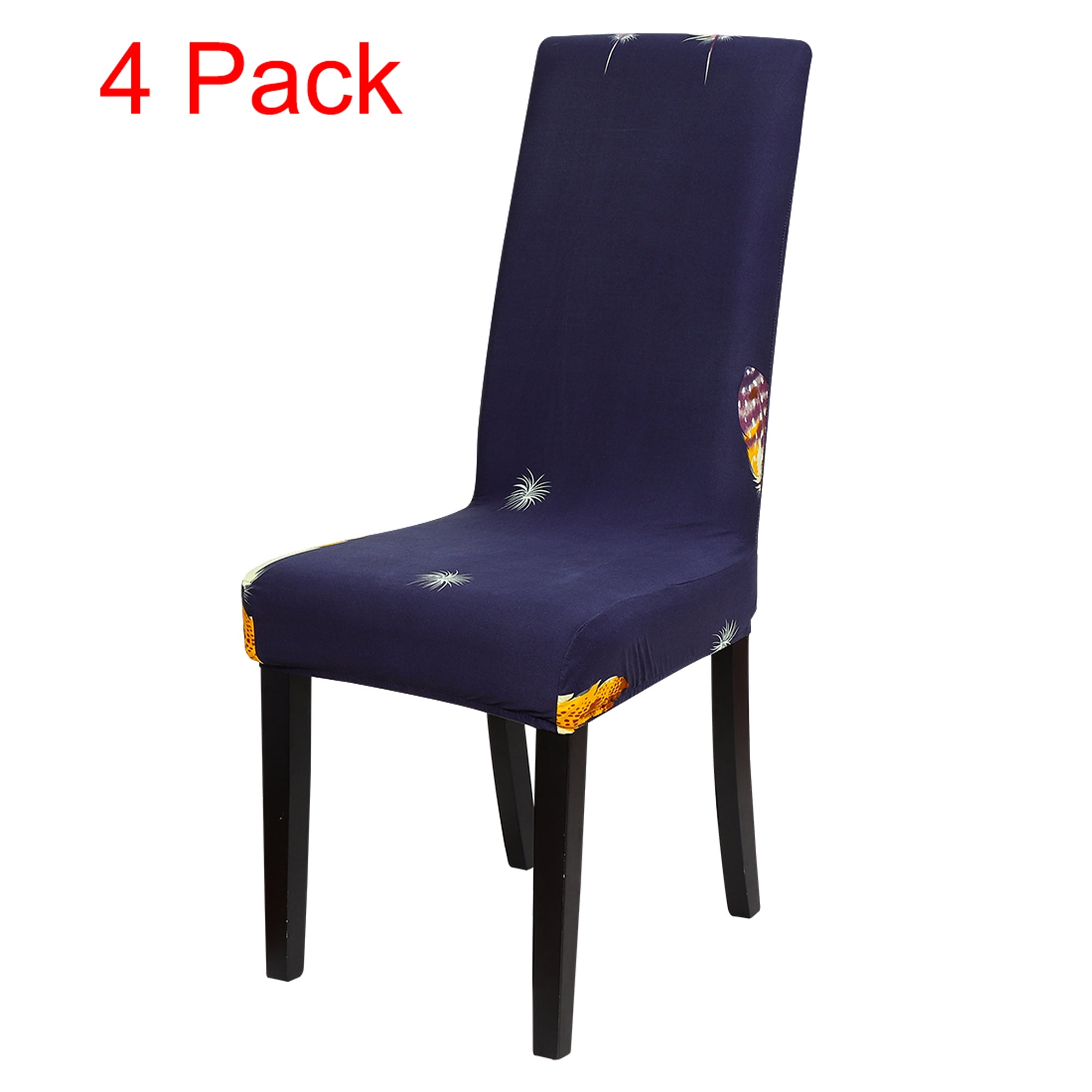 Piccocasa 4 Piece Spandex Dining Room Chair Covers, Elasticity,Navy
