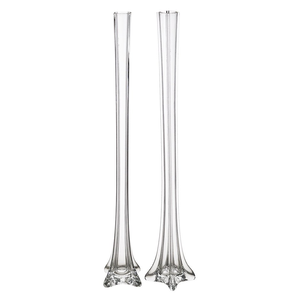 Mega Vases 1.5" x 28" Eiffel Tower Glass Vase Set of 1, Clear