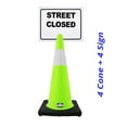 thumbnail image 2 of RK-Safety 28" Lime Cone, Black base With One 6" Reflective Tape, Plus Cone Sign 13 “Street Closed”, (Cone-4 ea + Cone Sign-4 ea), 2 of 2