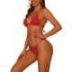 thumbnail image 4 of INSPIRAR CHIC Conjuntos de Bikini de Dos Piezas con Cadena para Mujeres, Ribeteado, Ajustable, Con Tiras en la Espalda, Trajes de Baño, Talla X-Large, Rojo, 4 of 5