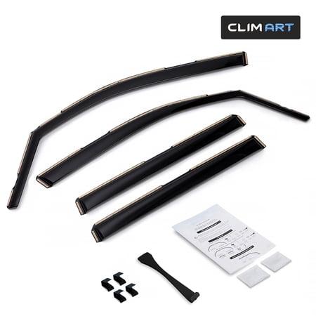 CLIM ART In-Channel Incredibly Durable Rain Guards for Pilot 2016-2022, Original Window Deflectors, Vent Deflector, Vent Window Visors, Dark Smoke Car Accessories,4pcs - 616276