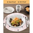 thumbnail image 3 of 15 Inch Round Placemats Set of 4, Pink Christmas Non Slip Heat Insulation PP Table Mats, Xmas Snowflake Snowman Washable Place Mats for Kitchen Dining Party Table Decor, 3 of 7