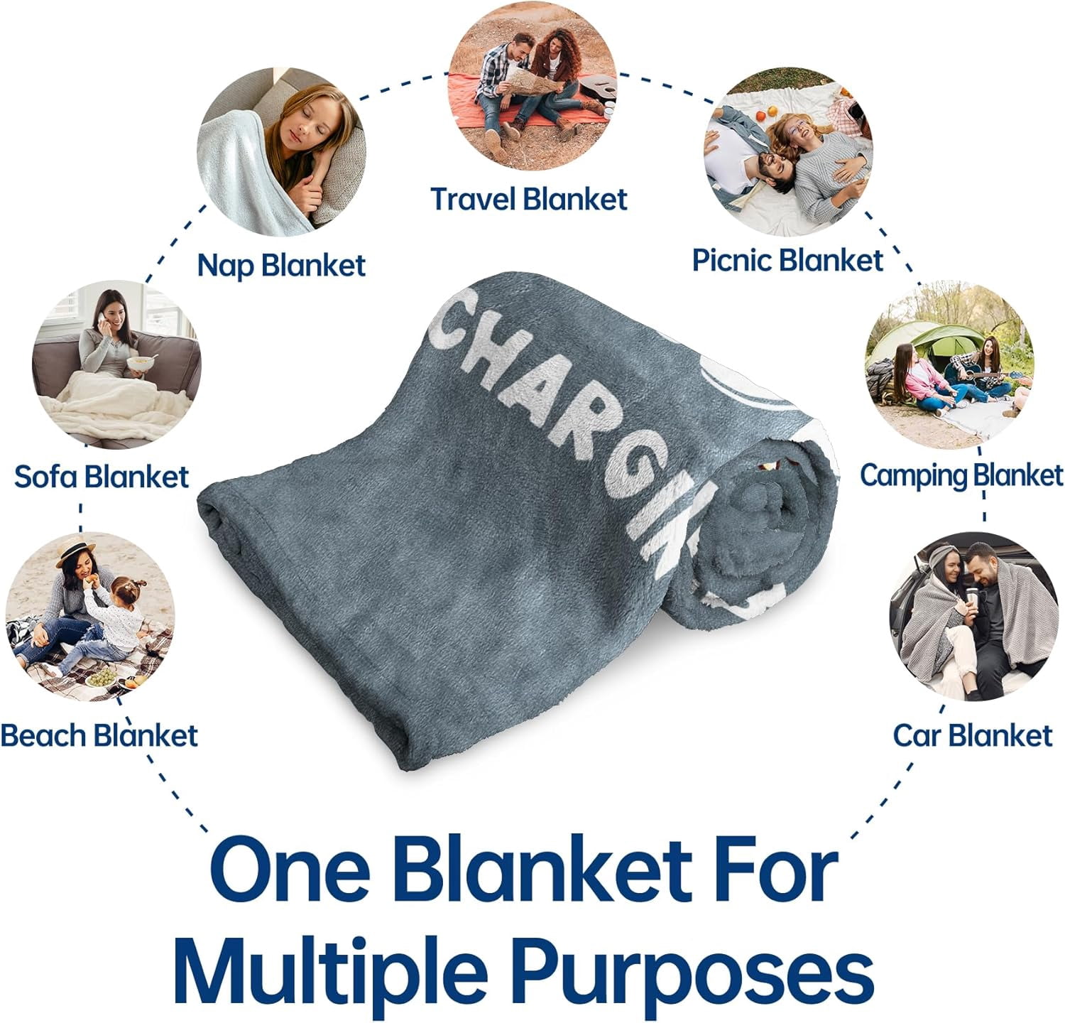 Funny Fathers Day Birthday Gifts for Grandpa, Grandpa is Charging Sloth Blanket, Gifts for Grandpas from Grandkids, Grandpas Present for Christmas, Super Soft Blanket for Grandfather
