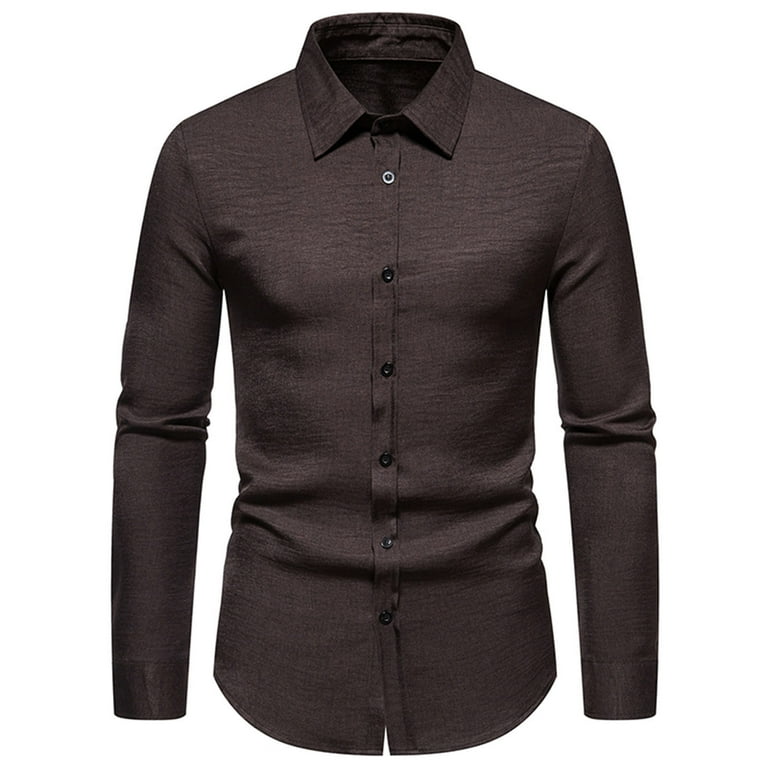 Brnmxoke Men's Casual Button Down Dress Shirts Regular Fit Solid Color Long  Sleeve Wrinkle-Free Stretch Business Formal Shirt - Walmart.com