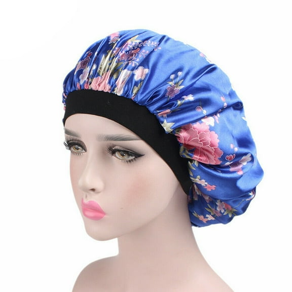 Women Satin Night Sleep Cap Hair Bonnet Hat Silk Head Cover Wide Elastic Band