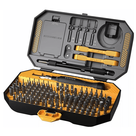 Set de Destornilladores de Precisión Magnética 145 en 1 BLOOSOM Negro Amarillo