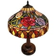 thumbnail image 4 of Amora Lighting Tiffany Style Table Lamp 23" Tall Stained Glass Red Floral Flower Vintage Light Decor Handmade Gift, 4 of 5