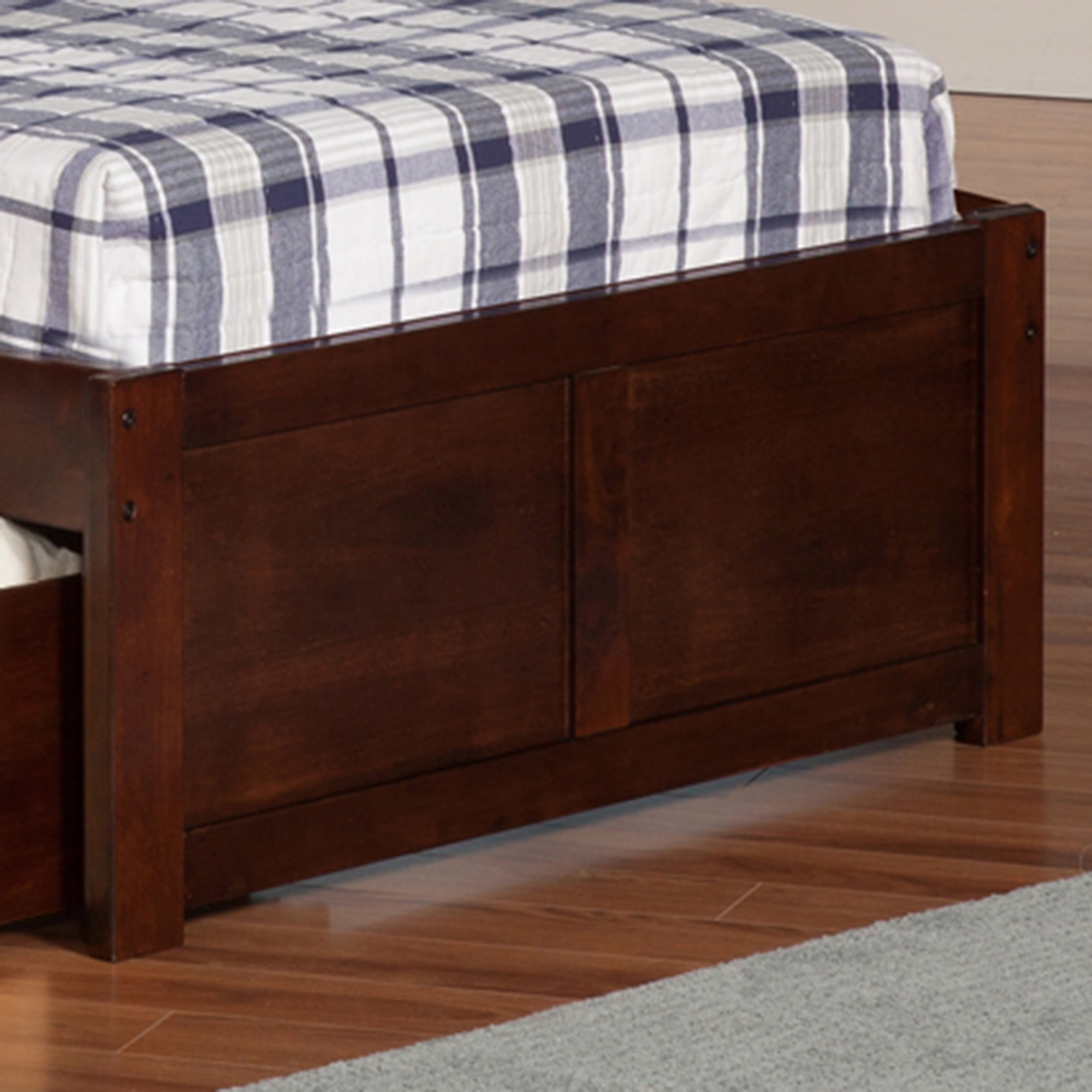 AFI Newport Twin Solid Wood Platform Bed with Footboard & 2 Storage Drawers, Walnut