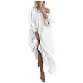 thumbnail image 2 of UTTOASFAY Womens Plus Size Dresses Women Plus Size Daily Casual Dress Open Shoulder Vintage Loose Boho Maxi Dress White XL, 2 of 7