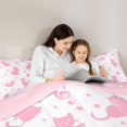 thumbnail image 6 of Manfei Kawaii Pink Kitten Full Size Comforter Sets for Kids, Cute Cartoon Cat Animal Bedding Comforter Set, Musical Note Melody Reversible Bedding Sets, Lightweight Room Decor, 3pcs, 6 of 9
