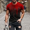 thumbnail image 2 of Ecqkame Men's T Shirt Casual Round Neck Printing Pullover Fitness Sports Short Sleeves T-Shirt Blouse T-Shirt for Men Red XXXL, 2 of 5