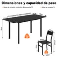 thumbnail image 3 of Comedor Extendible 6 Personas Mesa Expandible de 1.2 a 1.6 m con 6 Sillas Moderno Color Negro, 3 of 6