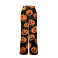 thumbnail image 6 of Womens Halloween Pajama Pants Drawstring Wide Leg Lounge Sleep Bottoms Relaxed Fit Full Length Comfy Pjs Breezy Wide Leg with Adjustable Waist for Cozy Nights Saffron 2XL, 6 of 6