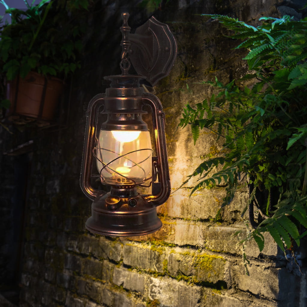 E27 Retro Antique Vintage Rustic Lantern Lamp Wall Sconce Light Fixture Outdoor 